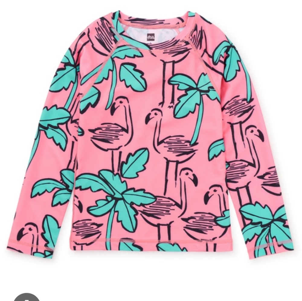 NWT Tea Piink Flamingo Print Rashguard